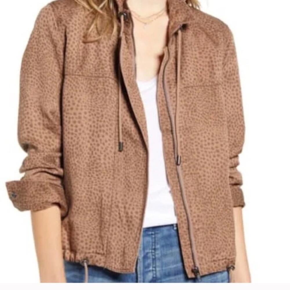 Rails Tennessee Tawny Spots Brown Linen Bomber Jacket Women’s XS Animal Print